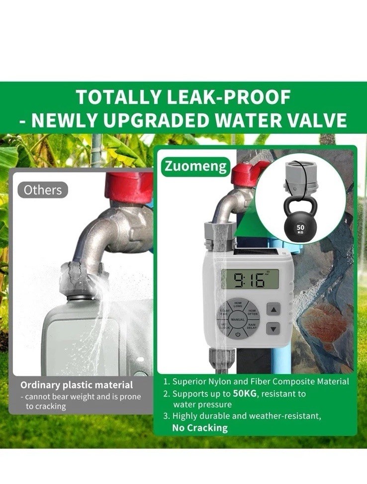Sprinkler Timer, Programmable Irrigation Water Timer for Garden Hose, Solar/Batt