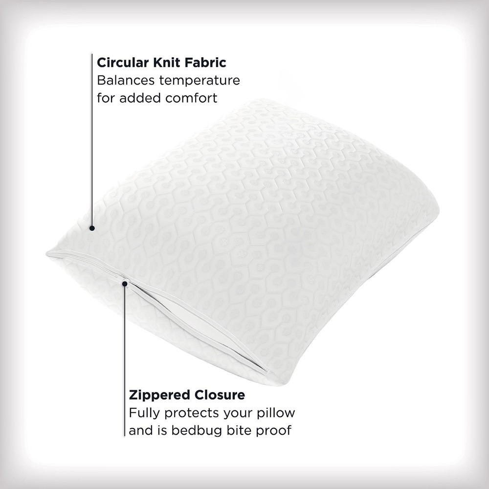 Plush Pillow Protector, Bed Bite Proof, Platinum Defense, White