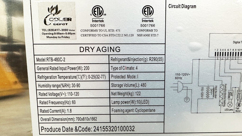 NEW 28" Commercial Dry Ager Cabinet Meat Seafood Pork Beef Cheese Aging NSF