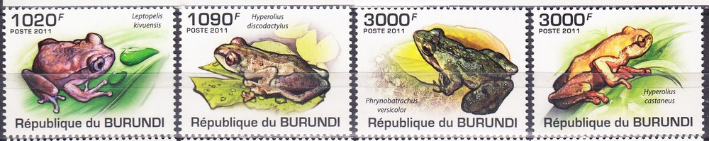 W BURUNDI 0902-905 FROGS PERFORATED SET