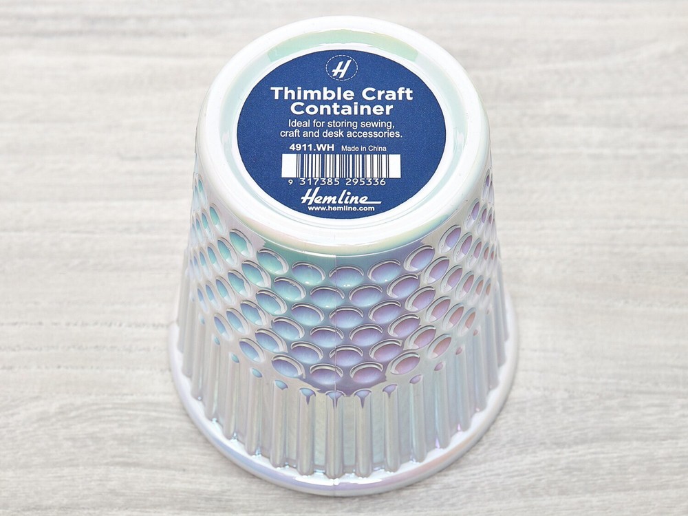 Hemline Thimble Craft Container Pearl White 4.7 X 4.7”