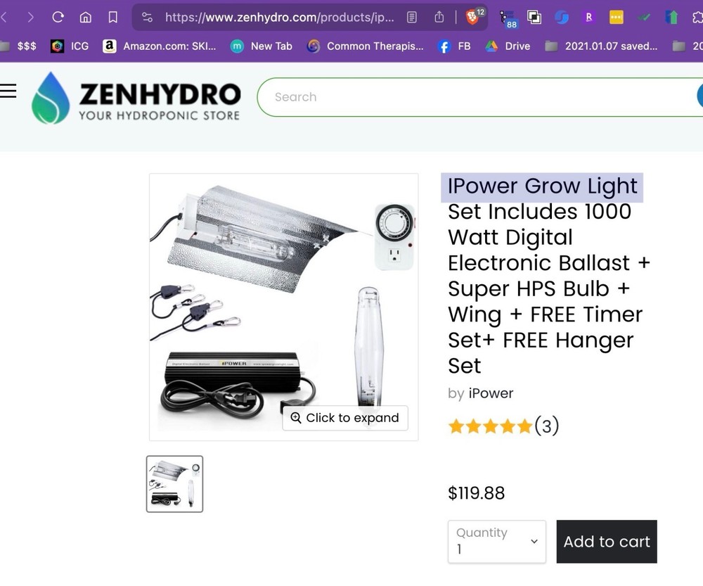 iPower 1000 Watt Grow Light System Kit