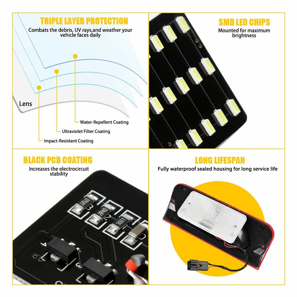 LED Third 3rd Brake Light Red Cargo For Ford E-150 E-250 E-350 E-450 6C2Z13A613B