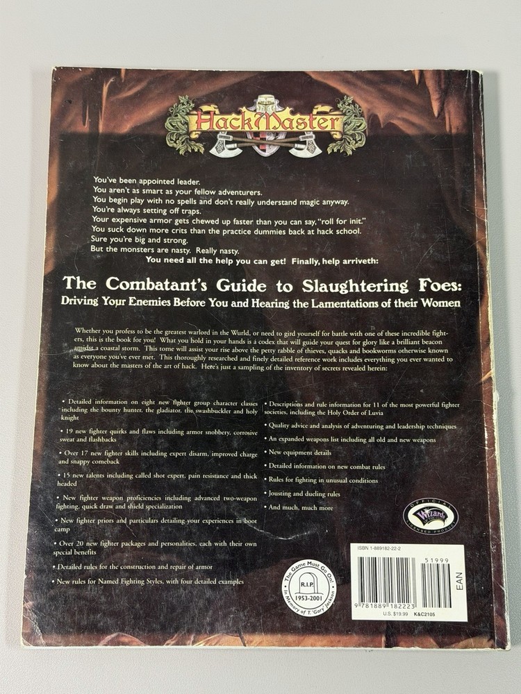 HackMaster The Combatant's Guide to Slaughtering Foes Sourcebook D&D First Print