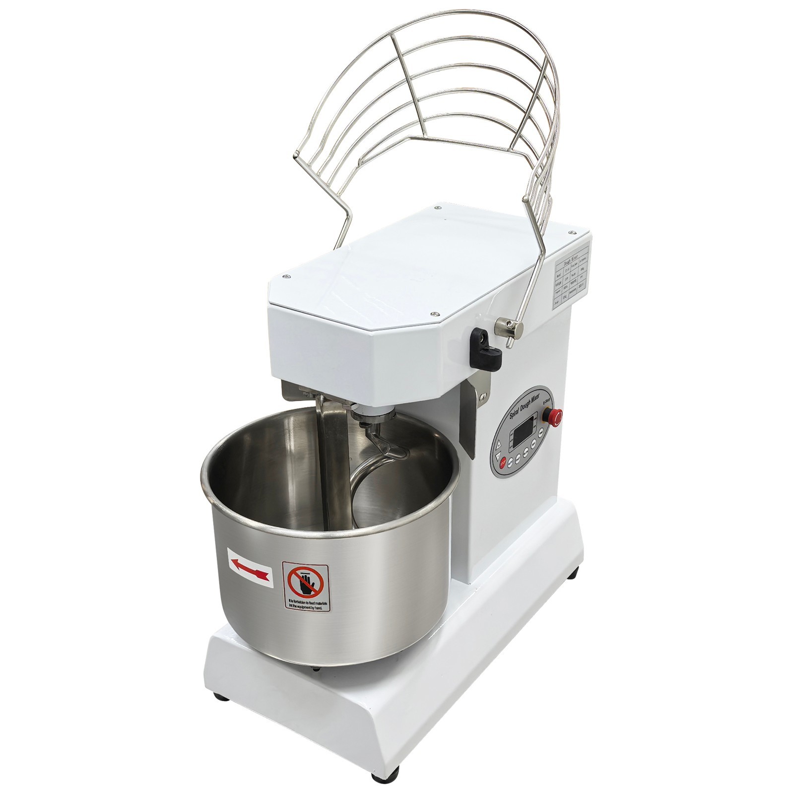 10QT Commercial Dough Mixer 110V Spiral Flour Mixing for Bakeries, Restaurants