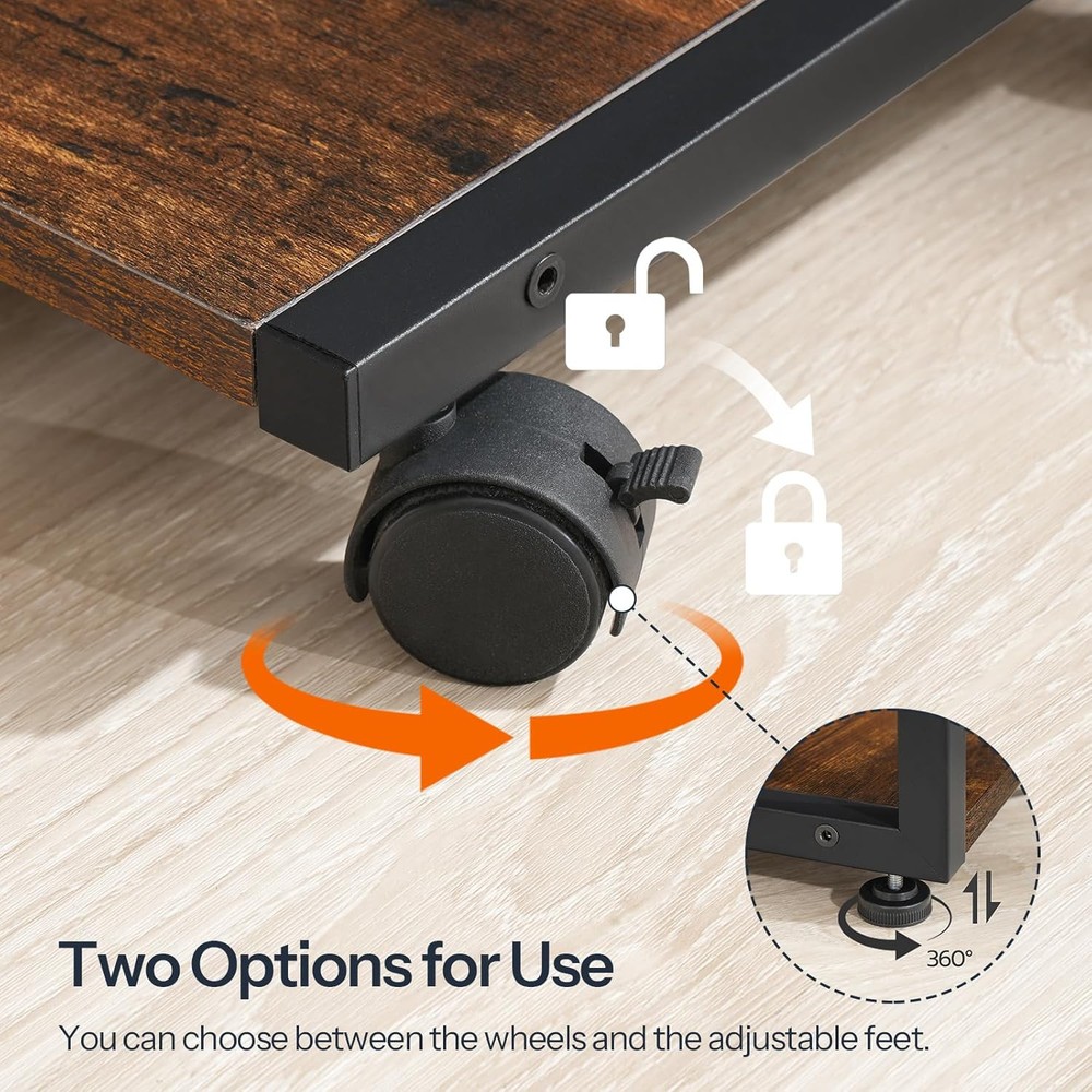 HOOBRO Computer Tower Stand, PC Stand with Charging Rustic Brown, Black