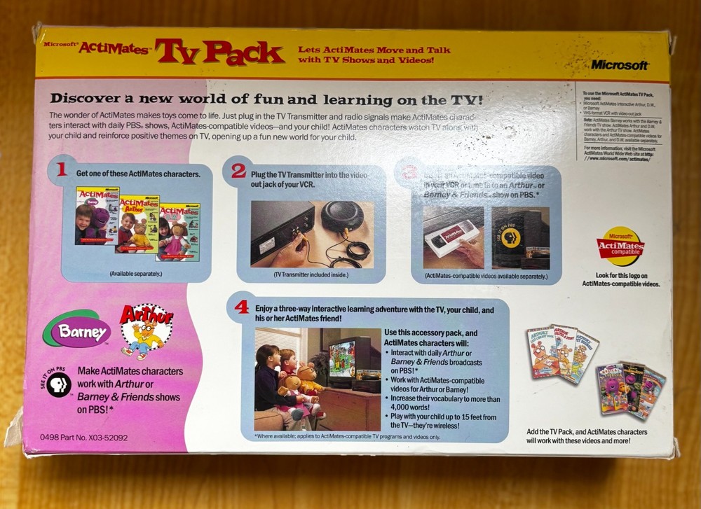 Vintage Microsoft ActiMates TV Pack for Interactive Barney Arthur PBS Shows