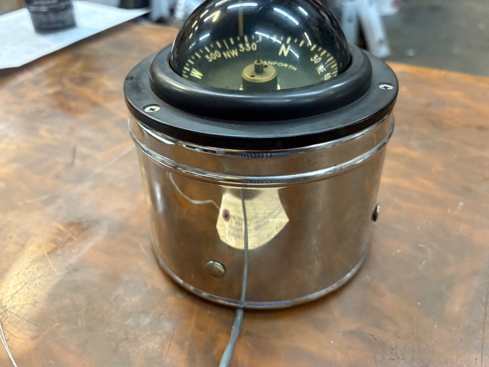DANFORTH CORSAIR BINNACLE COMPASS S/S 3" BLACK DIAL W/ WHITE NUMERALS...