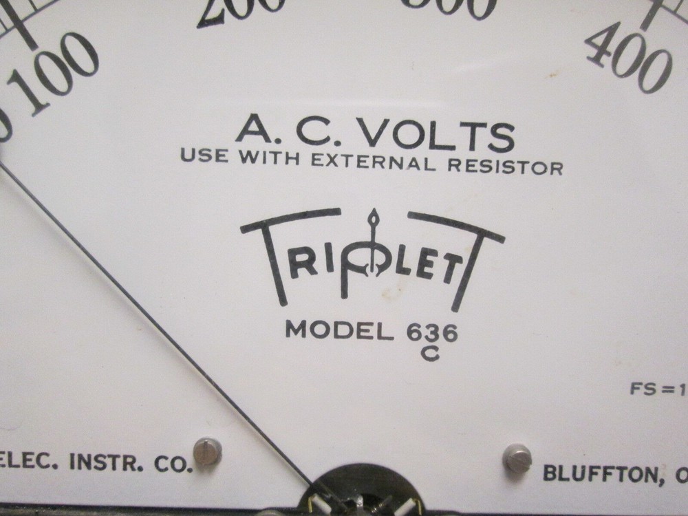 Triplett AC Volt Meter 636 Range: 0-500V Used