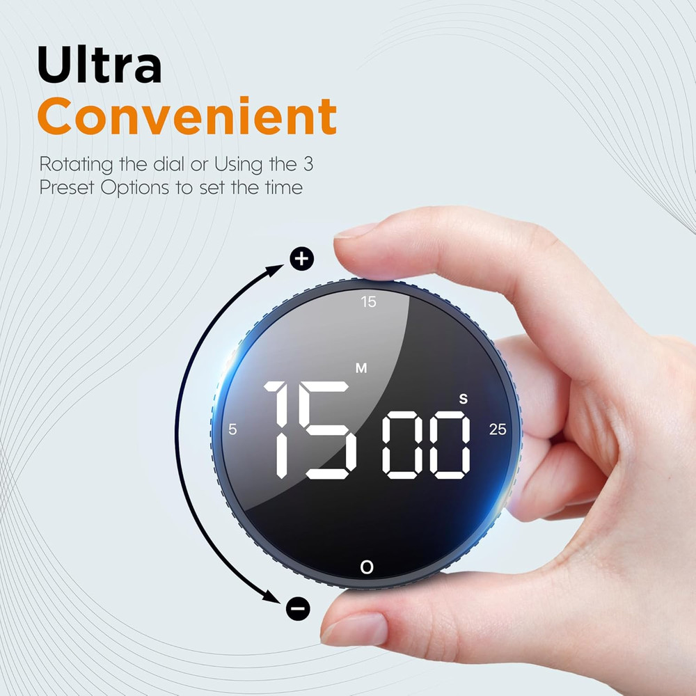 Upgrade Digital Kitchen Timer - Magnetic Countdown Countup Visual Pomodoro Ti...