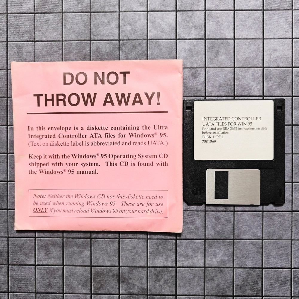 Microsoft Windows 95 Ultra Integrated Controller ATA Files Floppy Disk 3.5"