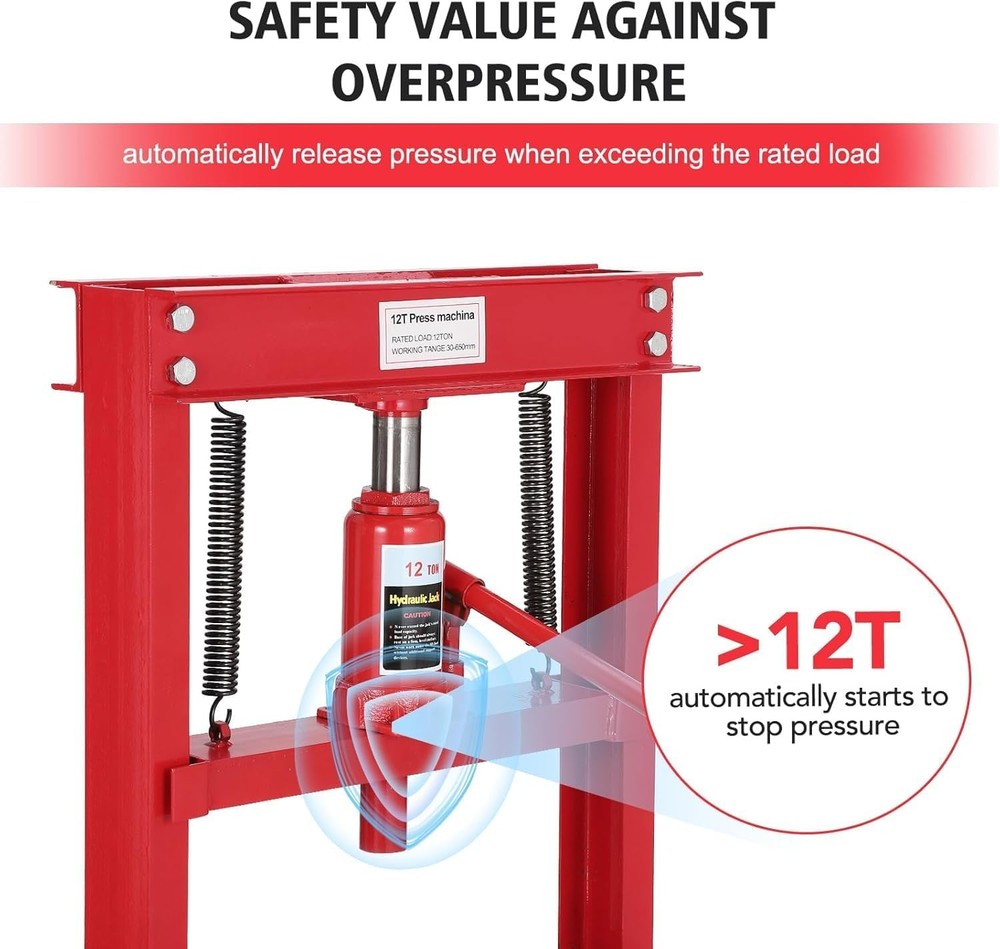 H-Frame Shop Press 12 Ton Hydraulic Adjustable Table