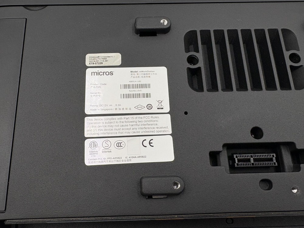 Micros Oracle mWorkstation Intel Atom E3827 15.6" POS Tablet Computer Win 8.1 :D