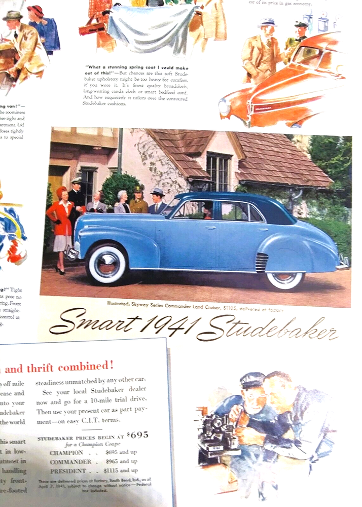 1941 Original Studebaker Magazine Ad, Skyway Commander, Fun & Thrift Combined