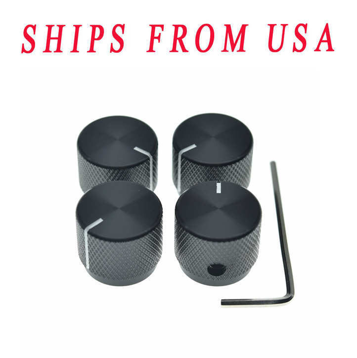 4-Pack Set Screw Metal Guitar/Bass Knobs Universal Pot Knobs w/ Indicator