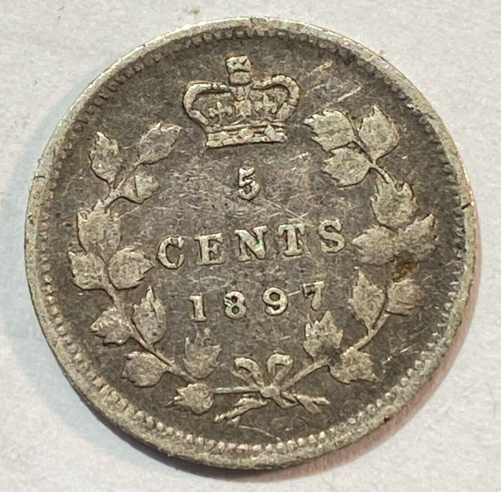 1897 Canada Five Cents Nice Original XF KM-2 CHRC