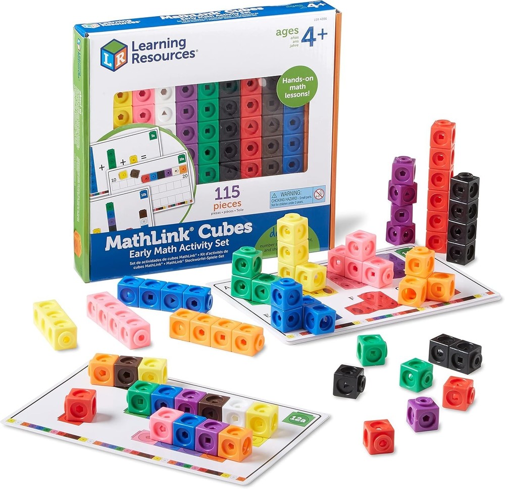 Interactive 115-Piece MathLink Cube Set for Preschool & Kindergarten Learning