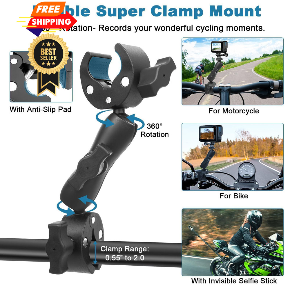 Motorcycle Mount Kit Compatible Compact, for Insta360