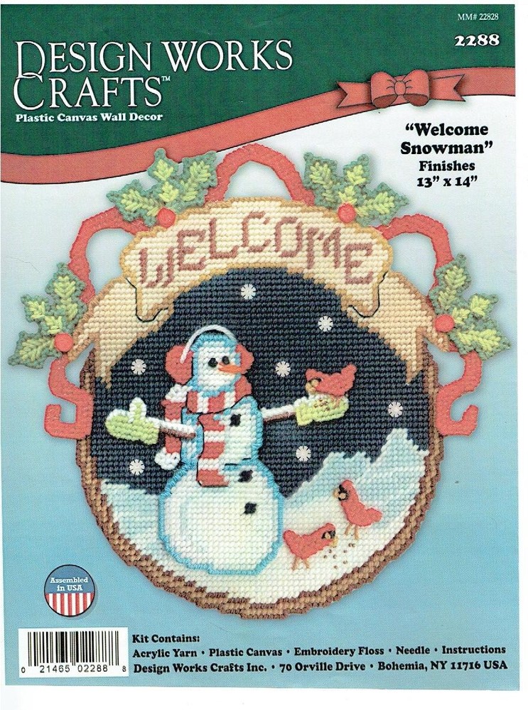 WELCOME SNOWMAN  WALL HANGING  7ct plastic canvas  PATTERN (#TF0634)