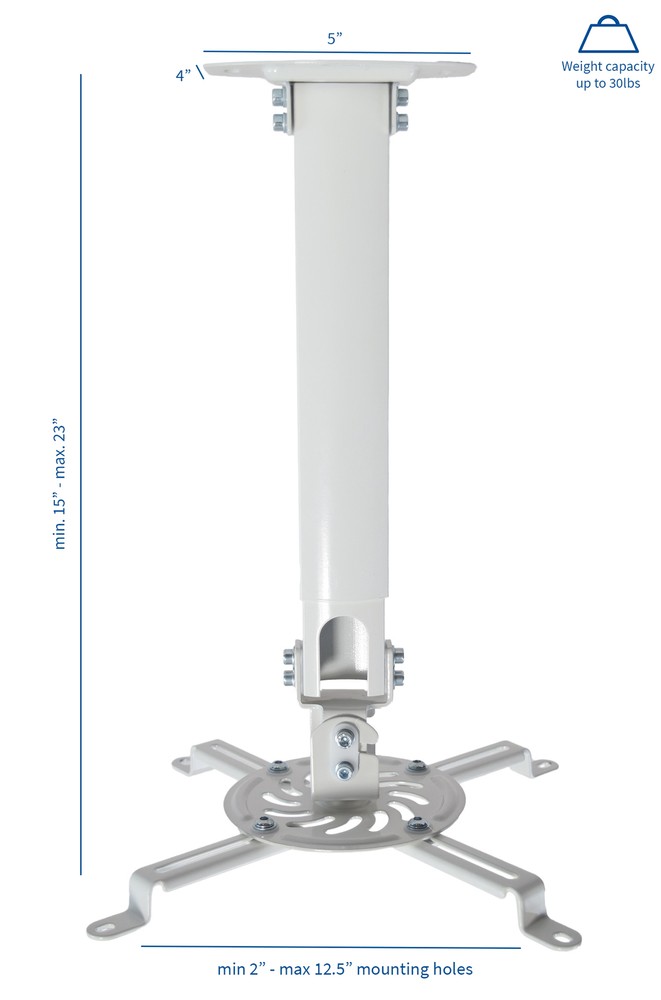 VIVO Universal Extended Ceiling Projector Mount | Height Adjustable (White)
