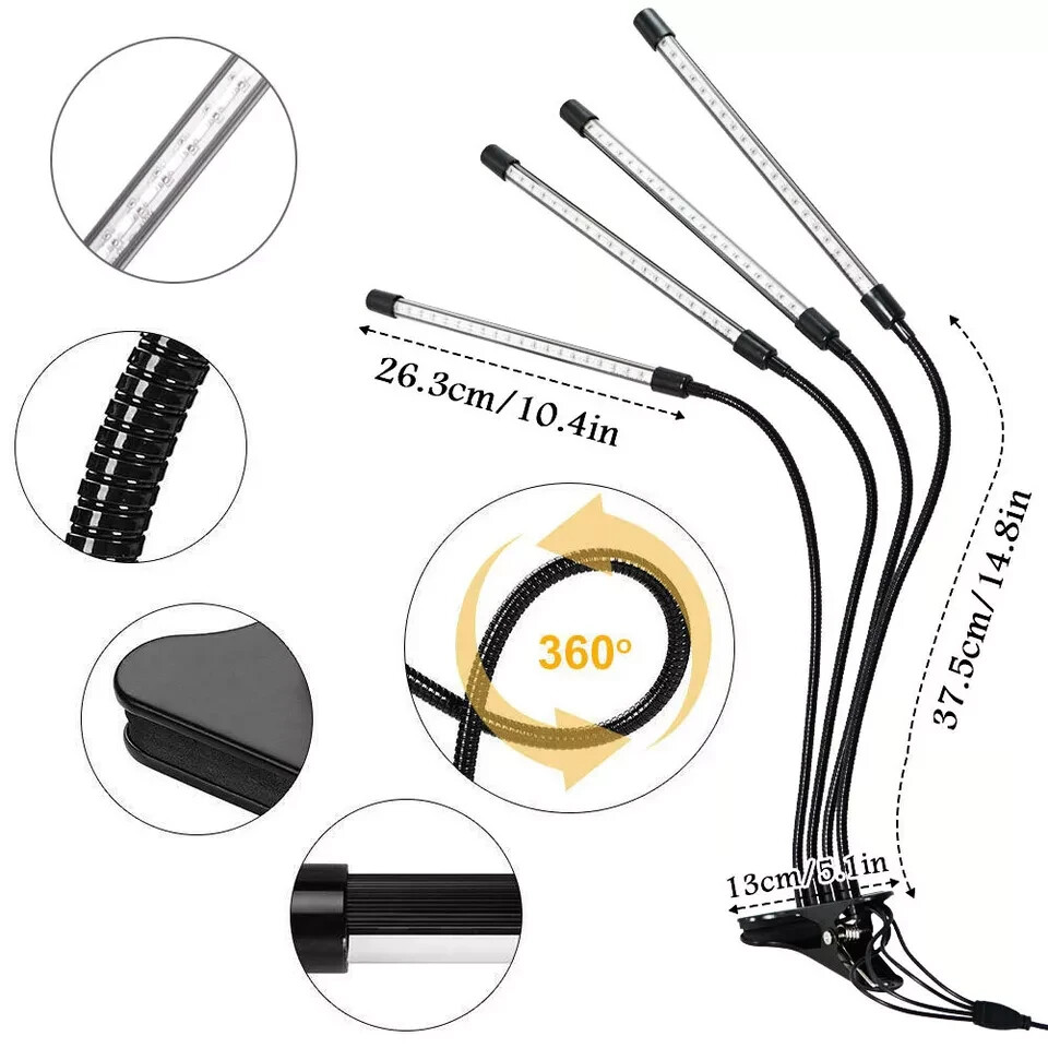 4 Heads LED Grow Light Plant Growing Lamp Light for Indoor Plants Full Spectrum