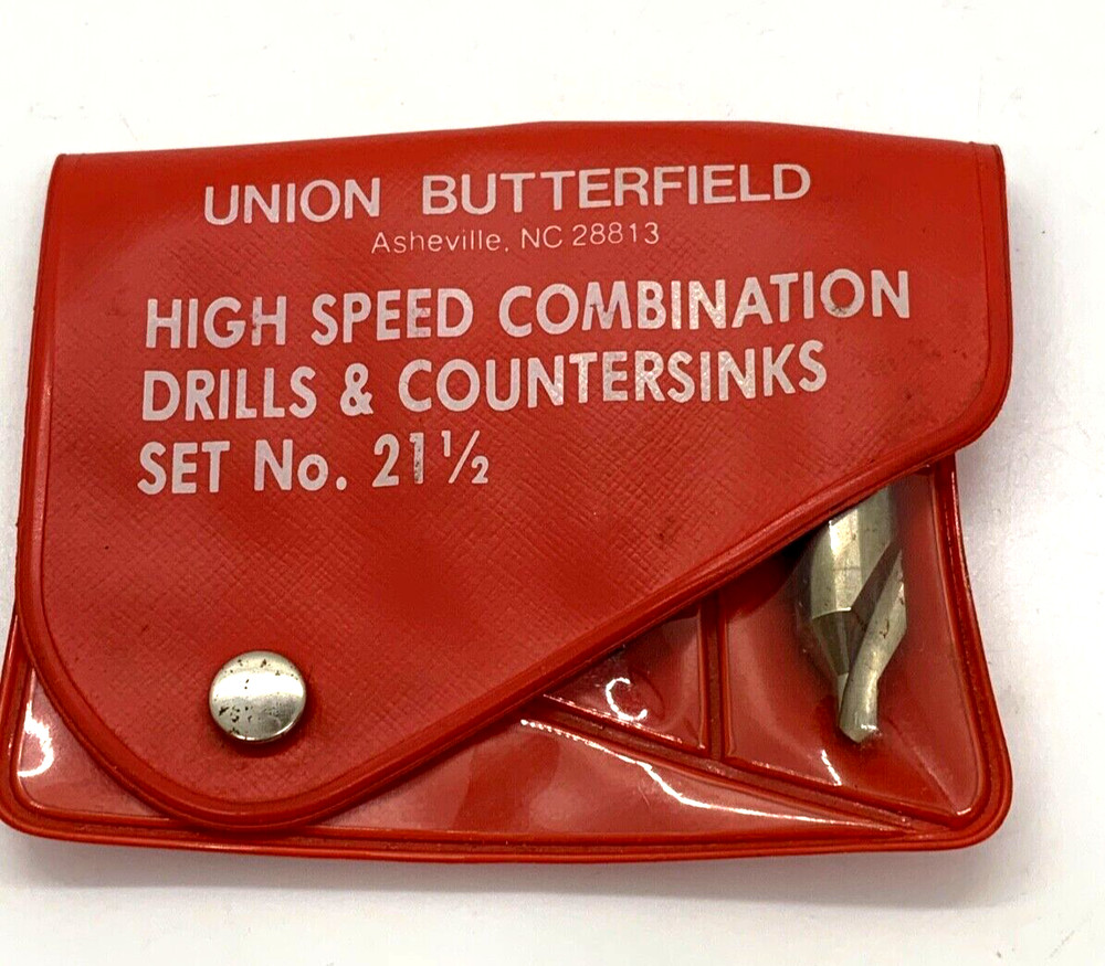 🇺🇸 Union Butterfield Drill Bit Countersink Combination Set High Speed Flip Lot