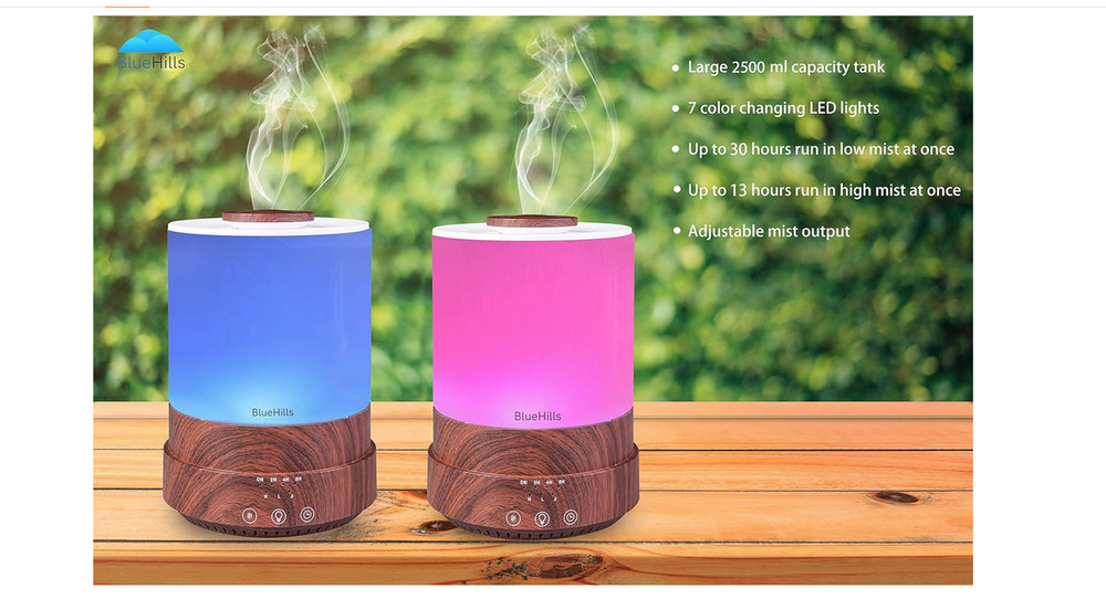 BlueHills Large Capacity 84 oz Water Diffuser - Essential Oils, Timer/Mist Setti