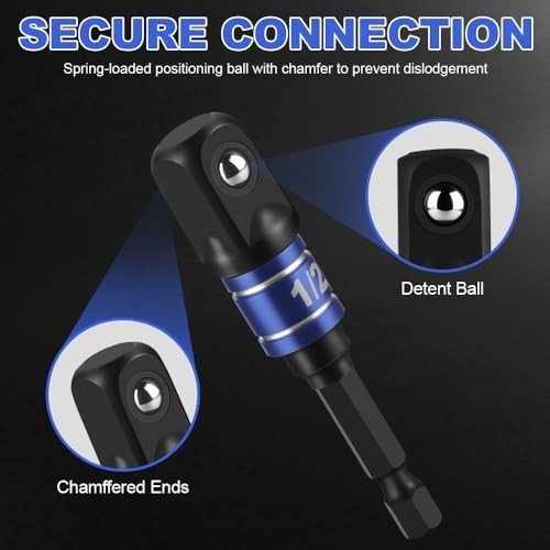 Pkuukme 3PCS Impact Socket Adapter Set - 1/4, 3/8, 1/2 Drill Socket Adapters