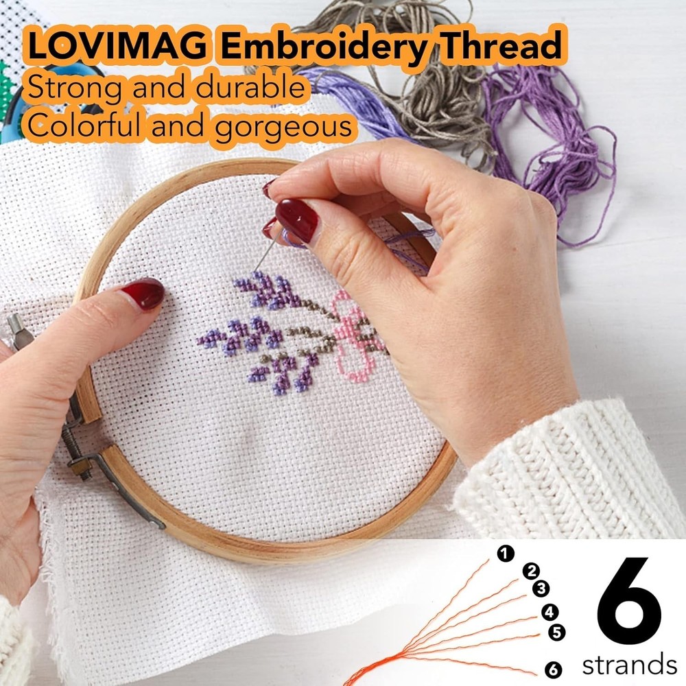 Durable 100% Polyester Embroidery Thread Kit - 60 Skeins for Creative Projects