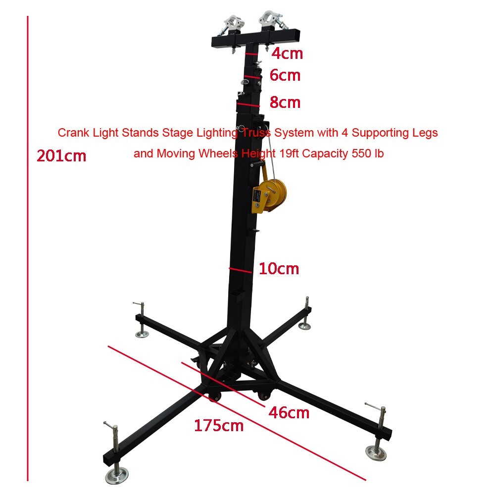 2pcs Lighting Crank Stand 19ft Triangle Stage Lighting Truss System 440lbs/pc