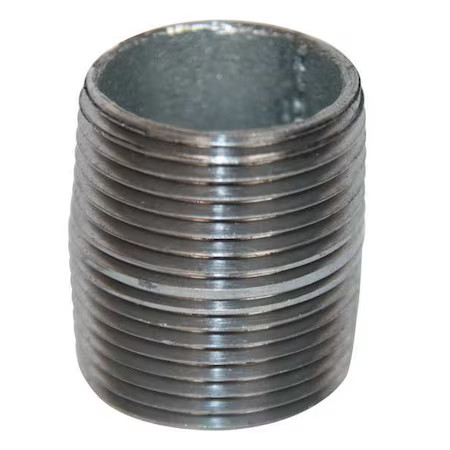 2" Mnpt Close Tbe Galvanized Steel Pipe Nipple Sch 40, 6P869