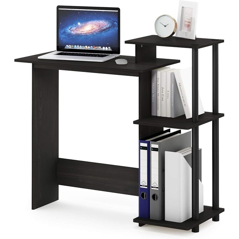 Sturdy Compact Writing Desk W/ CPU Storage Shelf & Elevated Printer Space New
