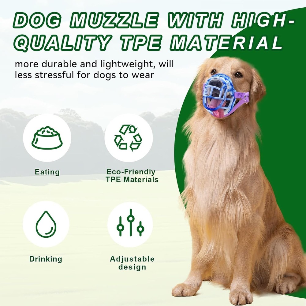 Dog Basket Muzzle Allows Panting Drinking, Sturdy Lightweight Blue Size 3