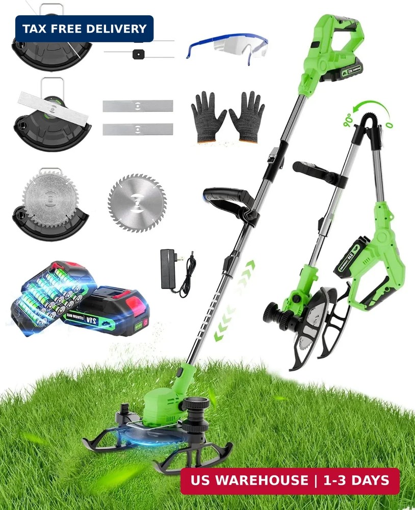 Cordless Weed Wacker Battery Powered, 21V Electric Weed Eater & String Trimmer -