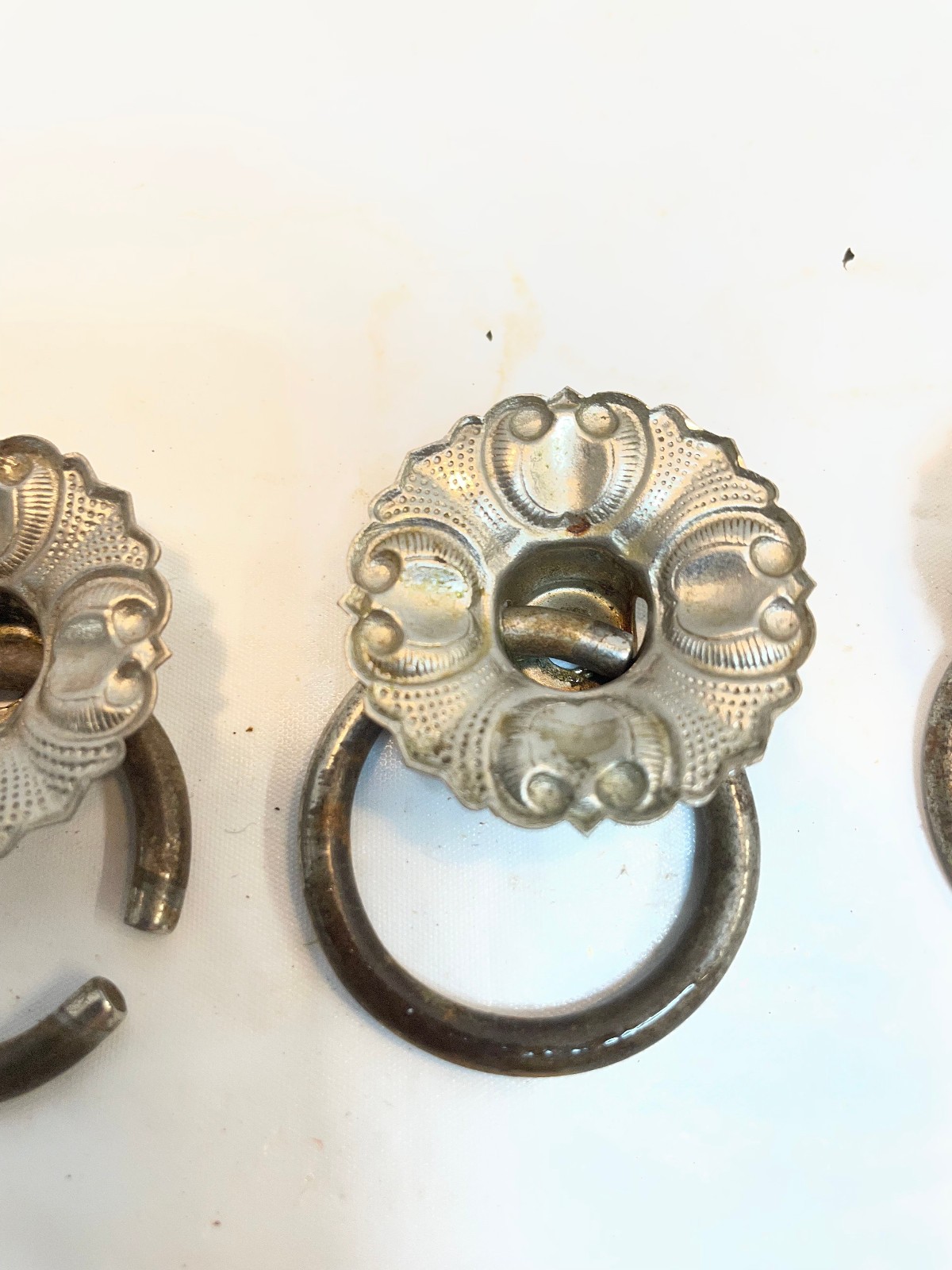 Antique Ornate Metal Victorian Antique Drawer Pulls Cabinet Handles - Lot of 3