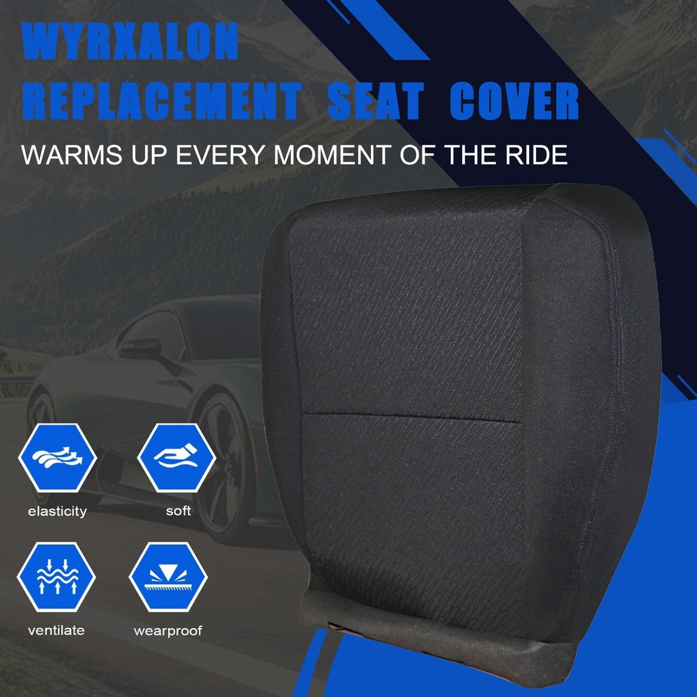 Driver Side Bottom Replacement Cloth Seat Cover Compatible with Chevy Black
