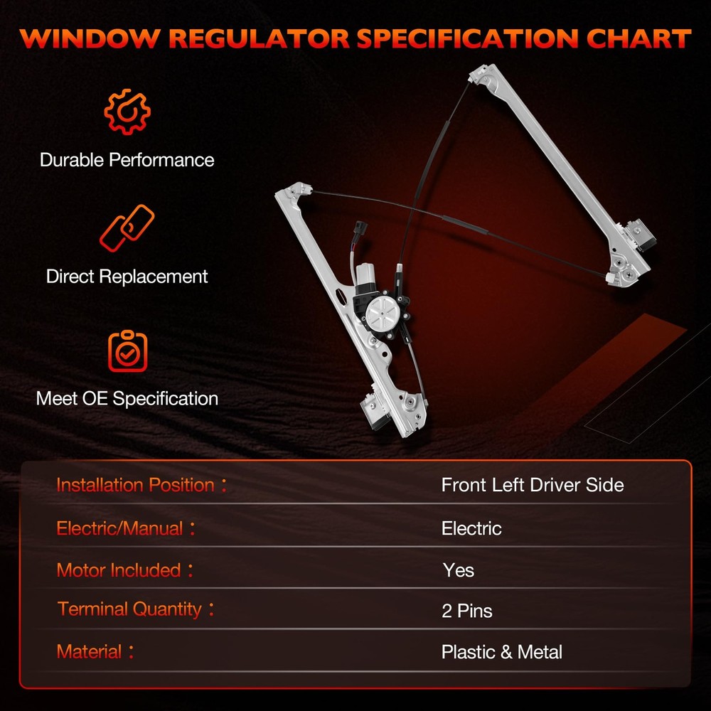 Power Window Regulator with Motor Front Left Driver Side Front Driver Side (LH)