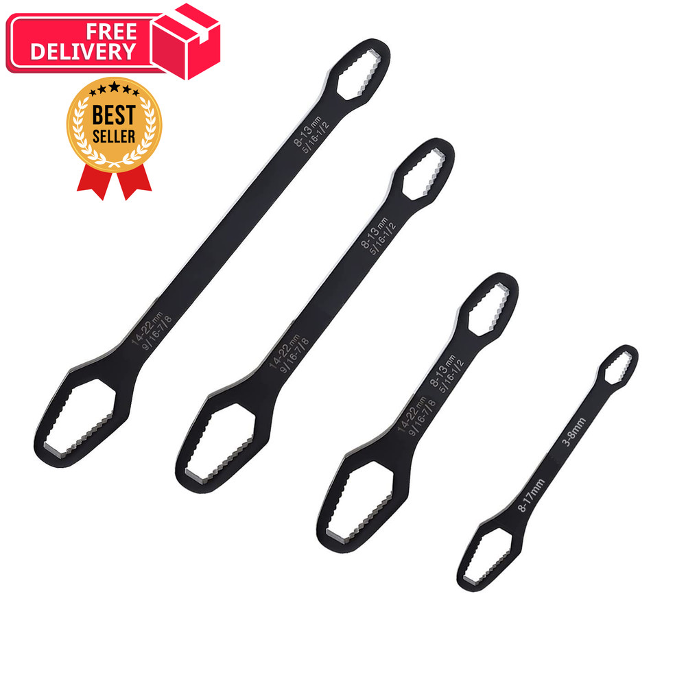 Saipe 4 Pieces Universal Multifunctional Wrenches set Adjustable Black