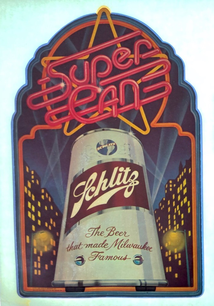 Original Vintage Super Can Schlitz Beer Iron On Transfer