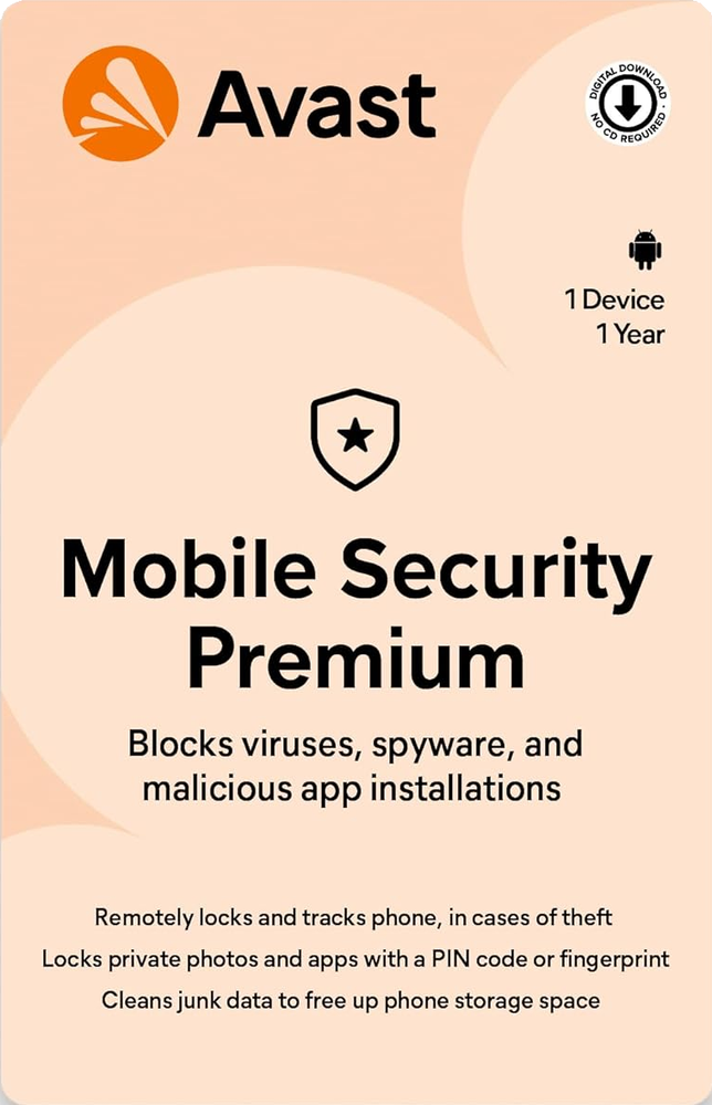 Avast Mobile Security Premium for Android 1 Device 1 Year - 5 Min EMAIL Delivery