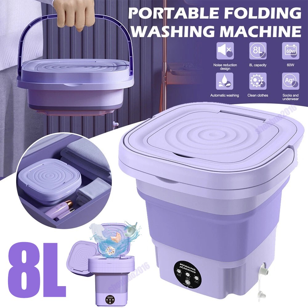 36W Portable Folding Mini Washers - Quick Spin Dry, Timer, Travel-Friendly