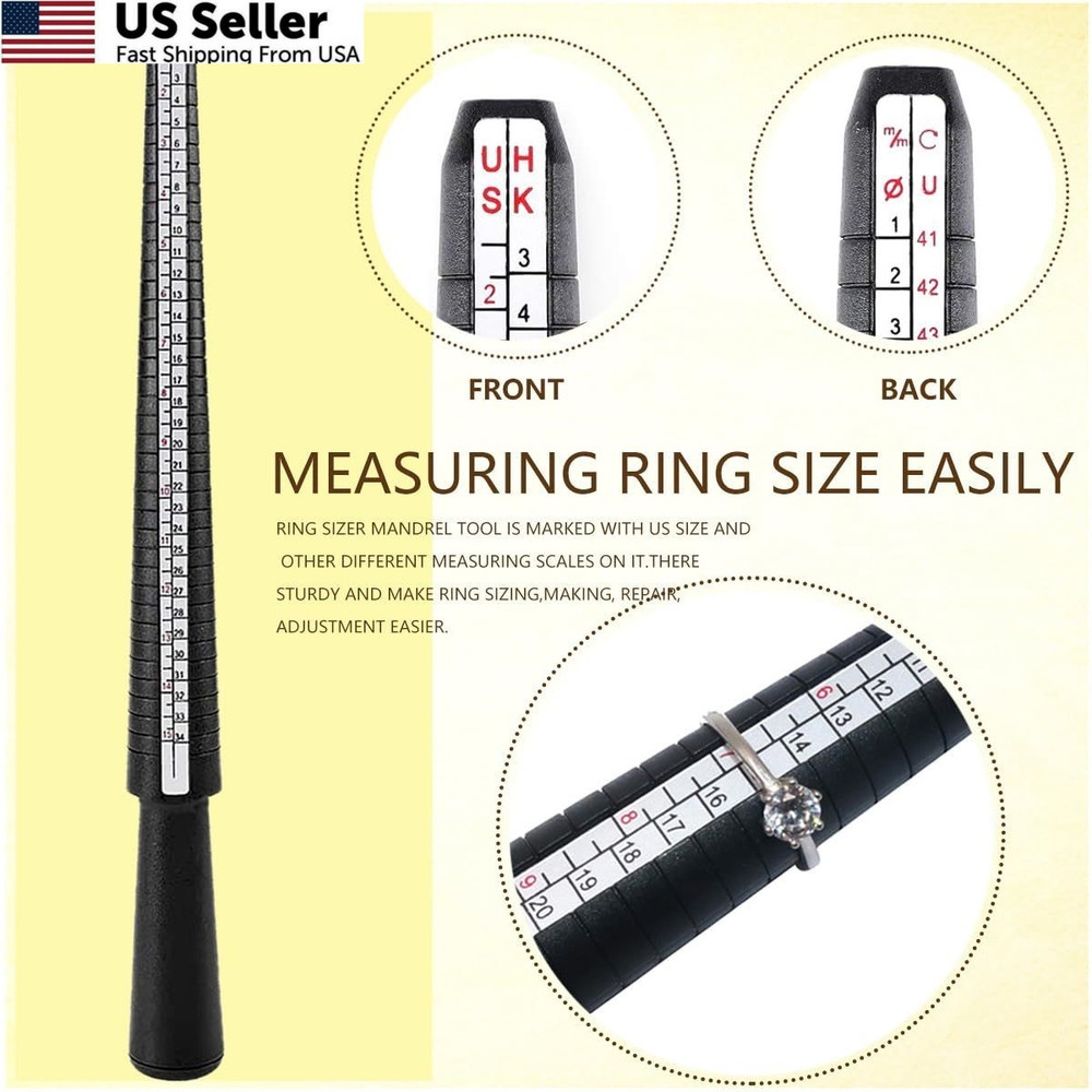 Ring Sizer Measuring Tool Kit Mandrel Sizing Finger COLORFUL