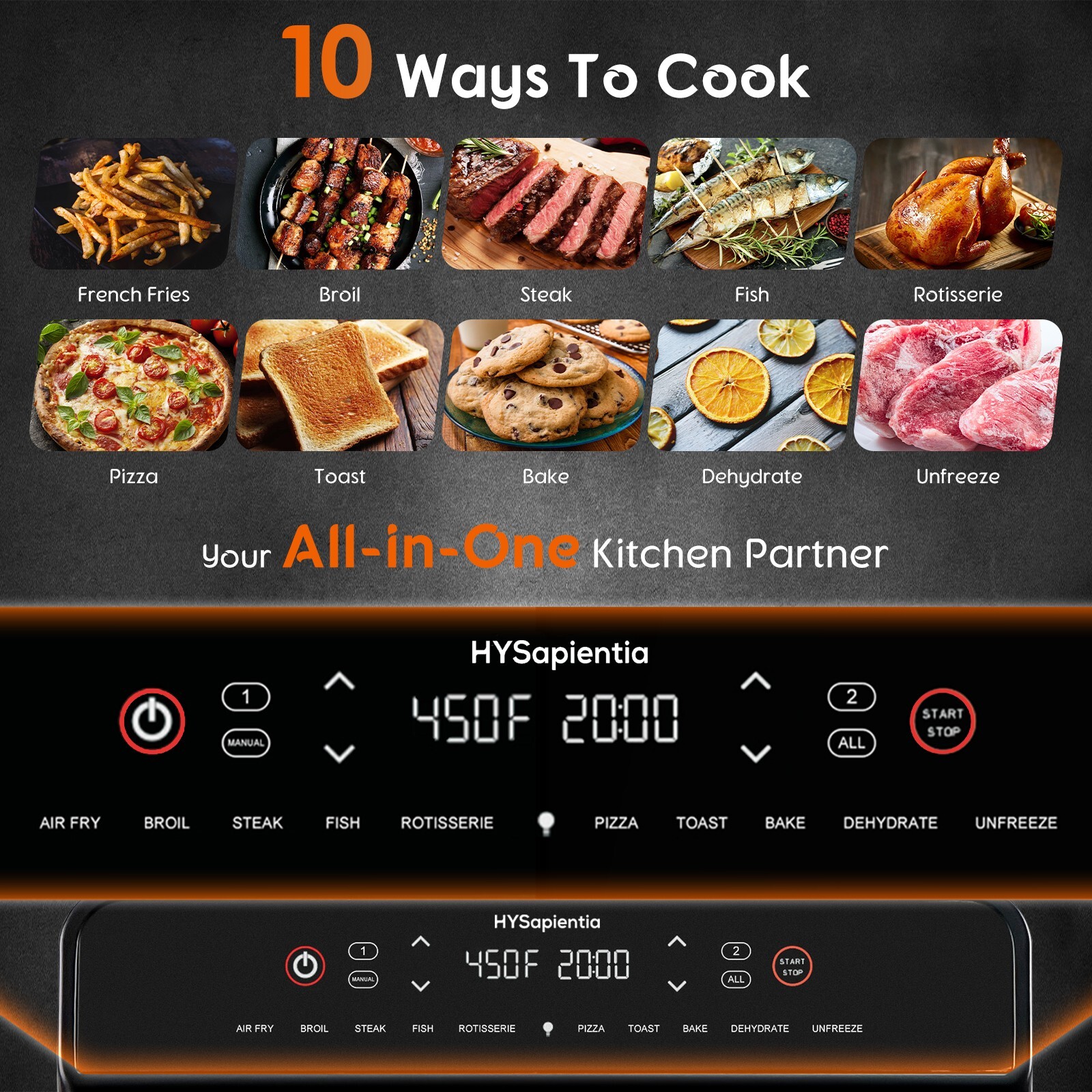 HYSapientia 24QT Dual Zone Air Fryer Oven with Rotisserie