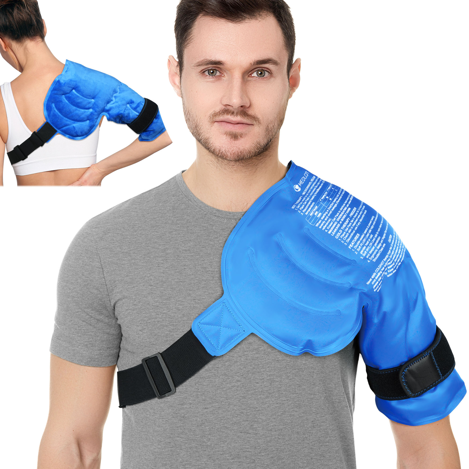 Shoulder Ice Pack Wrap Cuff Hot Cold Therapy Support Brace Pain Relief Reusable