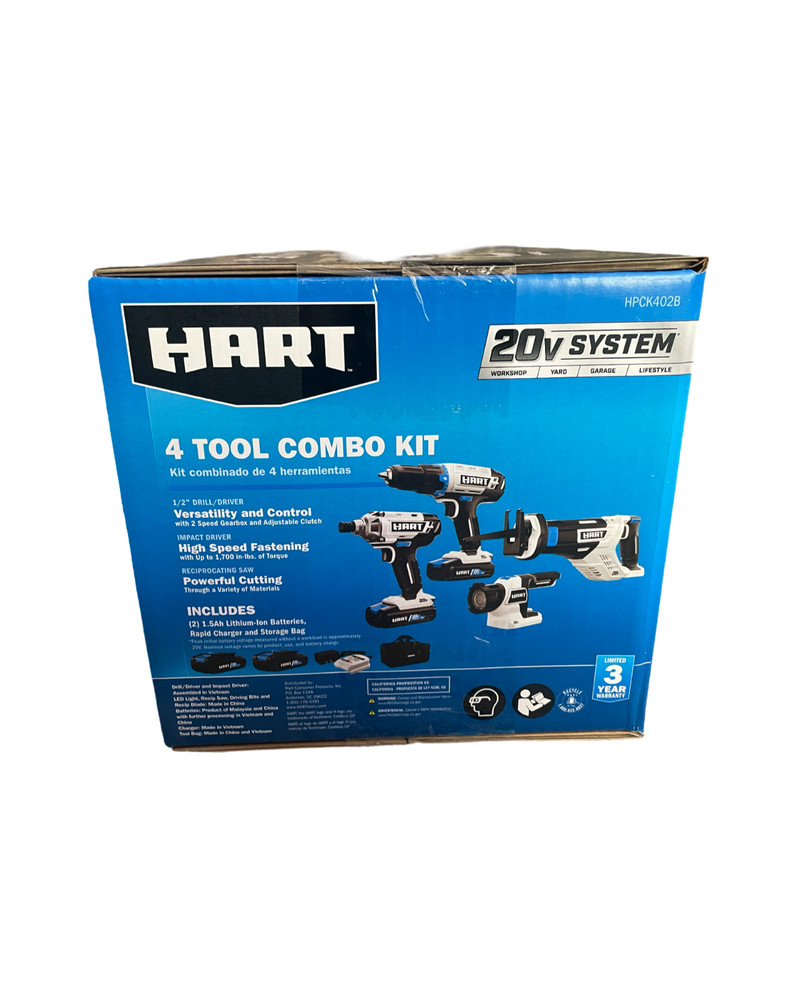 hart 20-volt cordless 4-tool combo kit