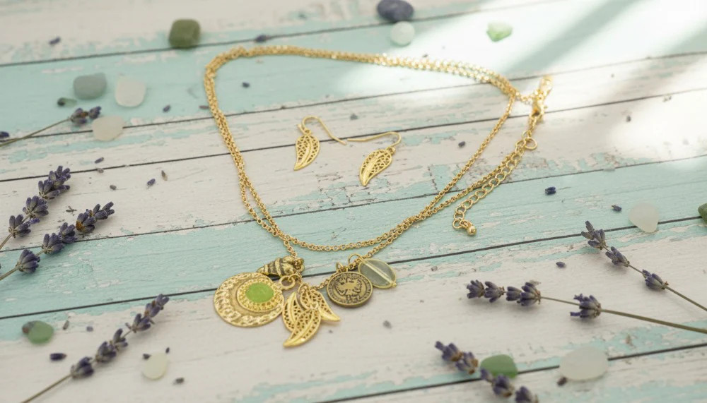 Golden Leaf Set Necklace