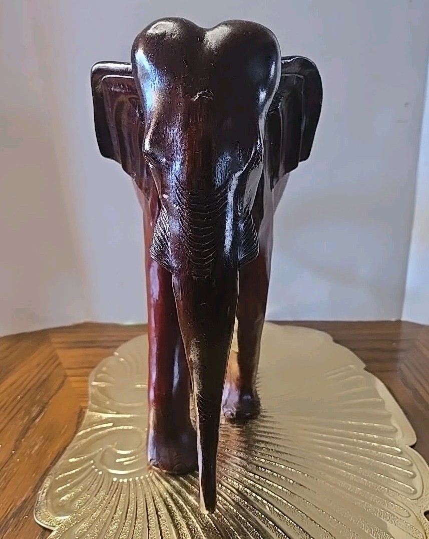 Elephant- Hand Crafted-Soild Wood- Beautiful Accent Painting On Saddle 12"
