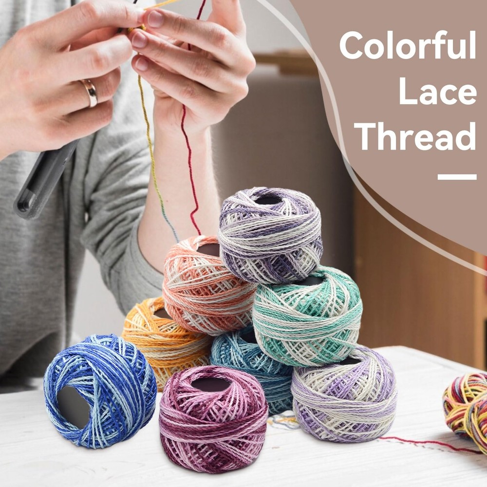 16 Rolls Crochet Thread, Rainbow Colors Cross Stitch Threads Various