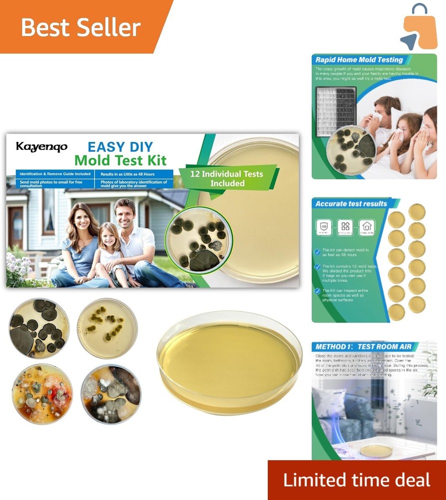 Indoor Mold Test Kit - 12 Tests for Air, HVAC, & Surfaces with Complete Guide