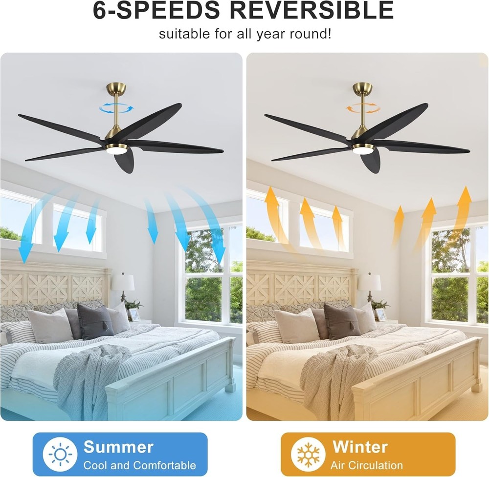 Modern Ceiling Fan with Remote, Lights & Quiet Reversible Blades